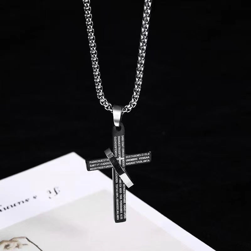 Fashion Cross Scripture Ring with Necklace