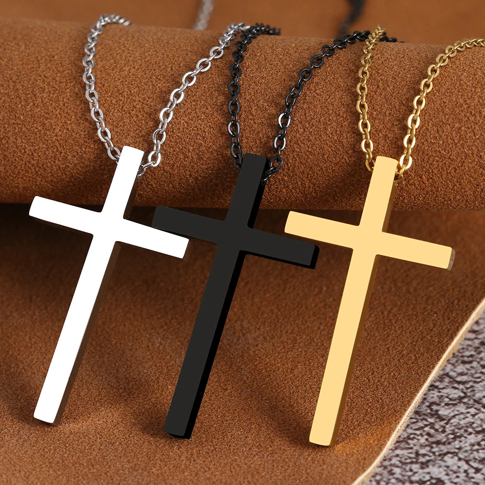 Black/Silver/Gold Stainless Steel Necklaces Gothic Cross Necklace