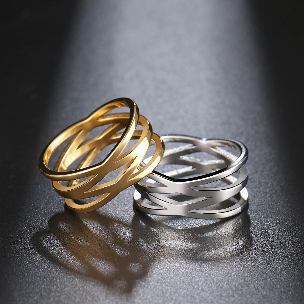 Stainless Steel Double Cross Ring