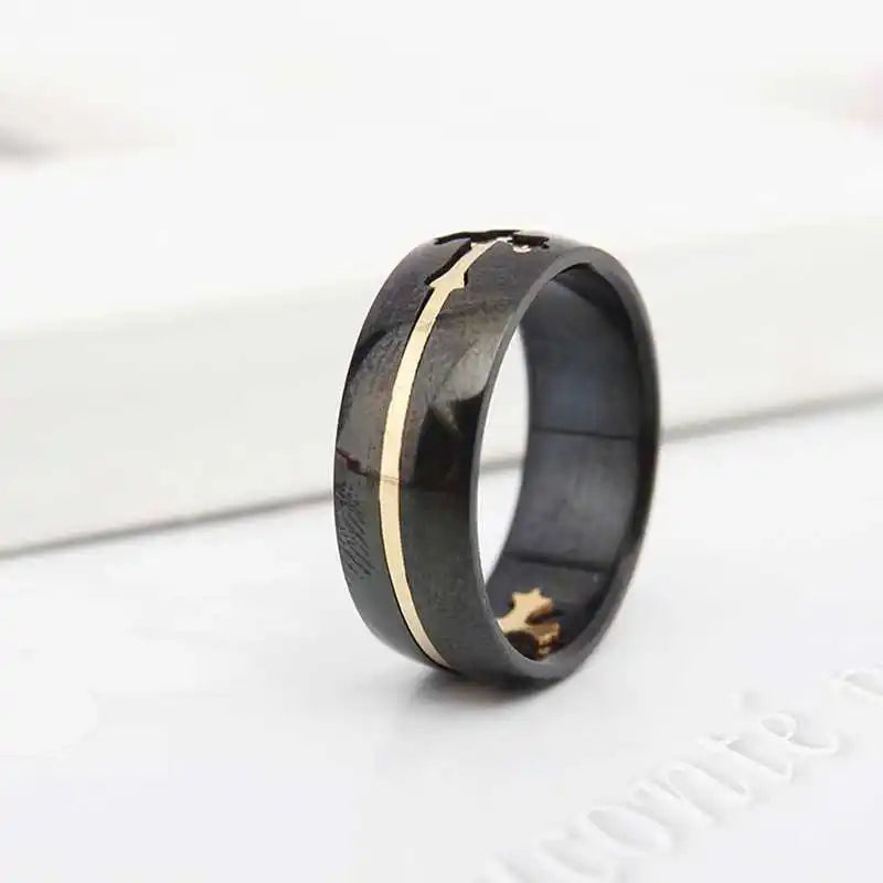 Black Ring with Gold or Silver Cross