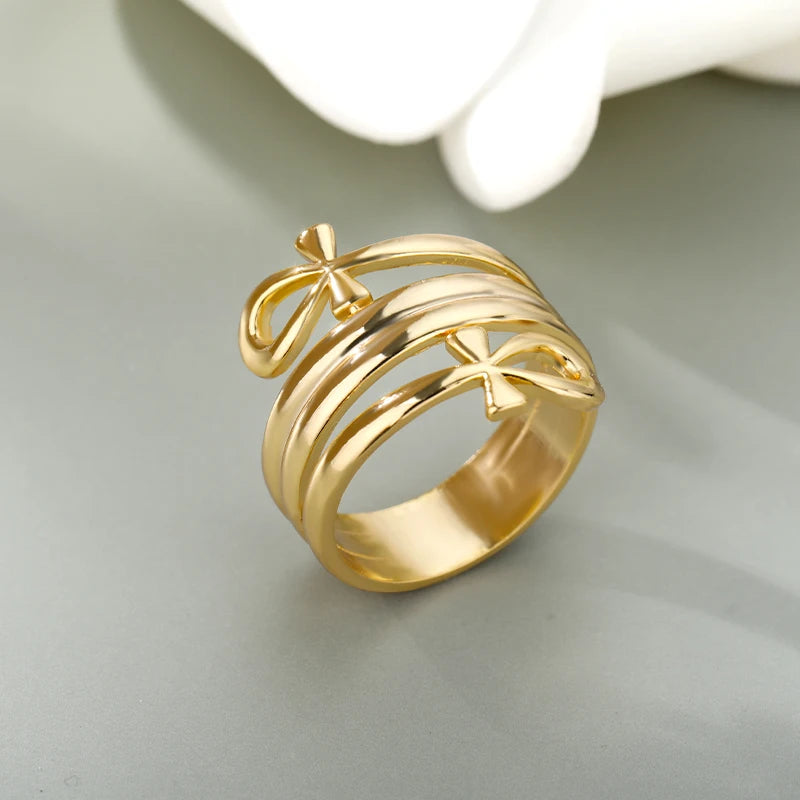 Egyptian Double Coil Ankh Cross Ring