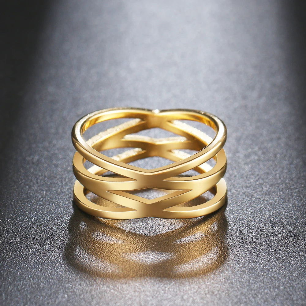Stainless Steel Double Cross Ring