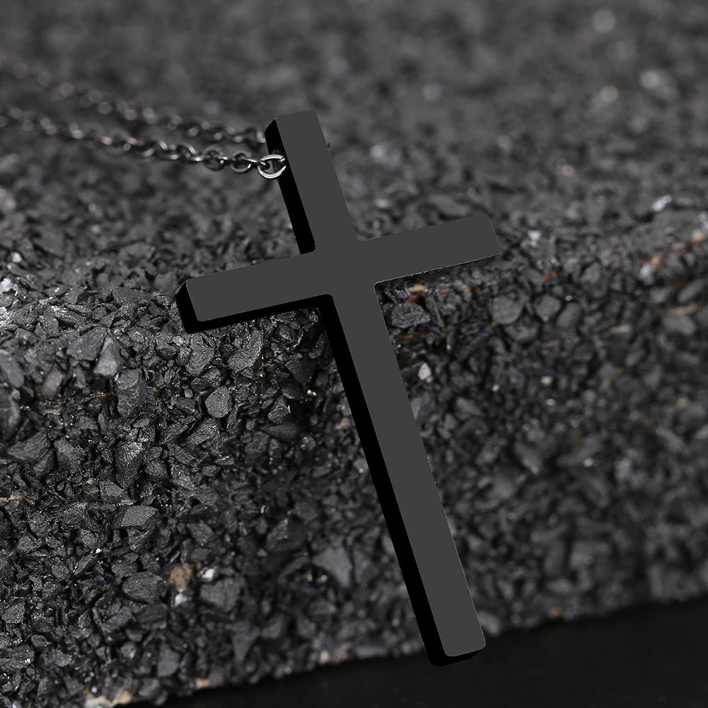 Black/Silver/Gold Stainless Steel Necklaces Gothic Cross Necklace