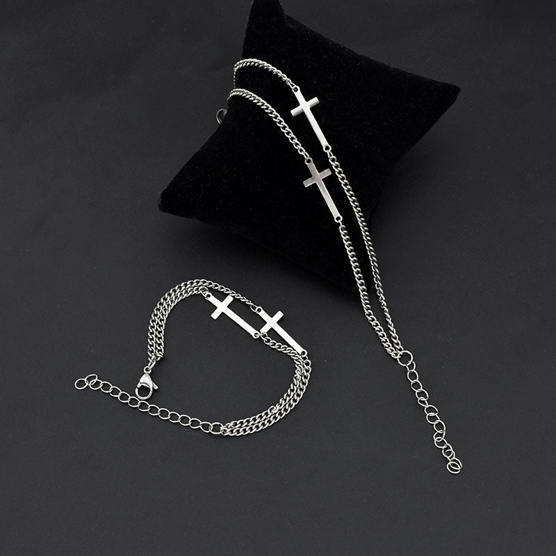 Titanium steel cross bracelet