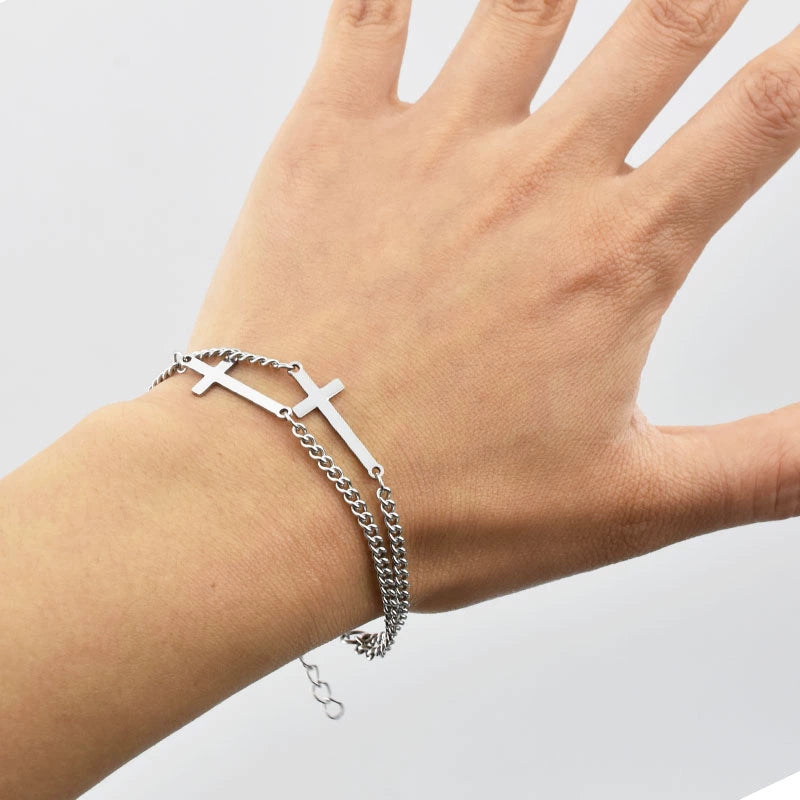 Titanium steel cross bracelet