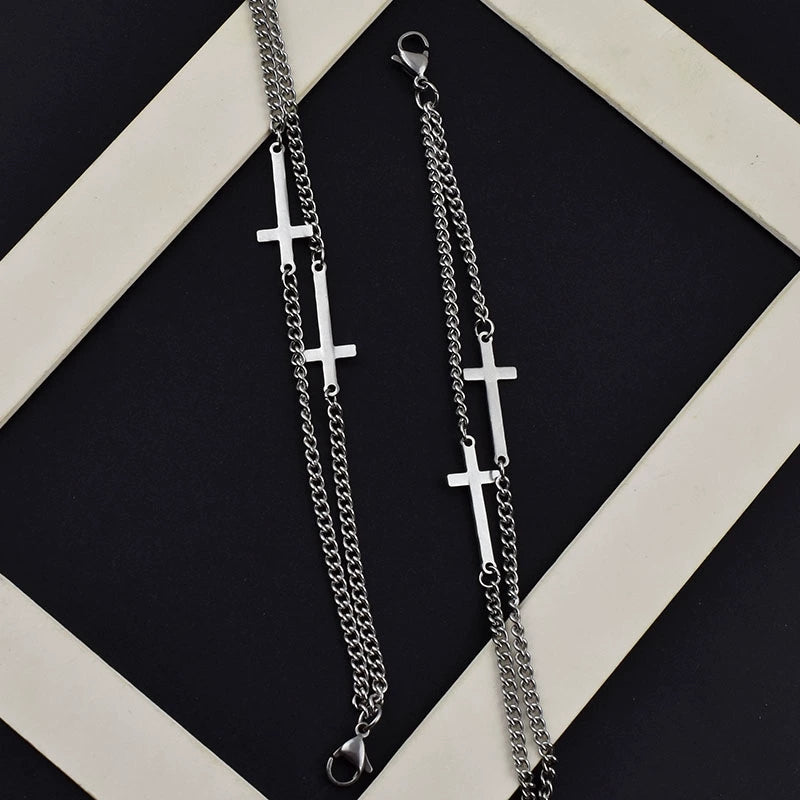 Titanium steel cross bracelet