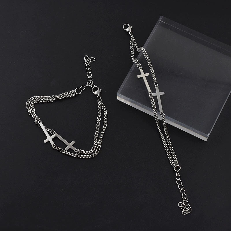 Titanium steel cross bracelet