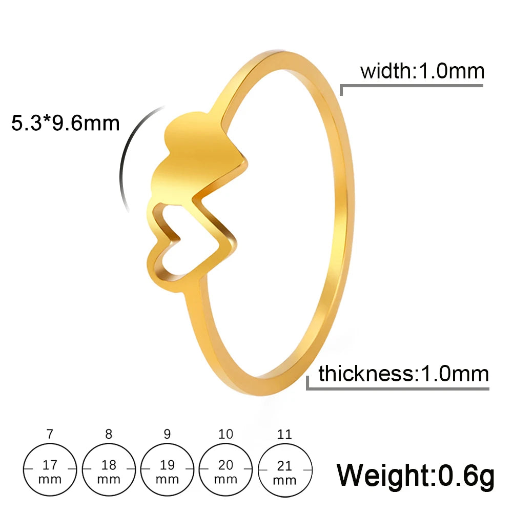 Double Hearts Stainless Steel Ring