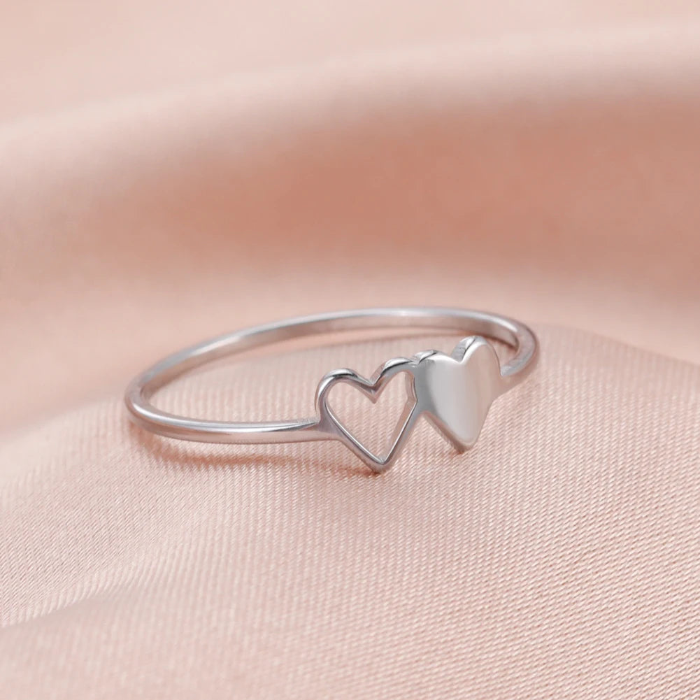 Double Hearts Stainless Steel Ring