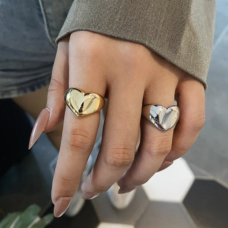 Stainless Steel Simple Metal Heart Ring