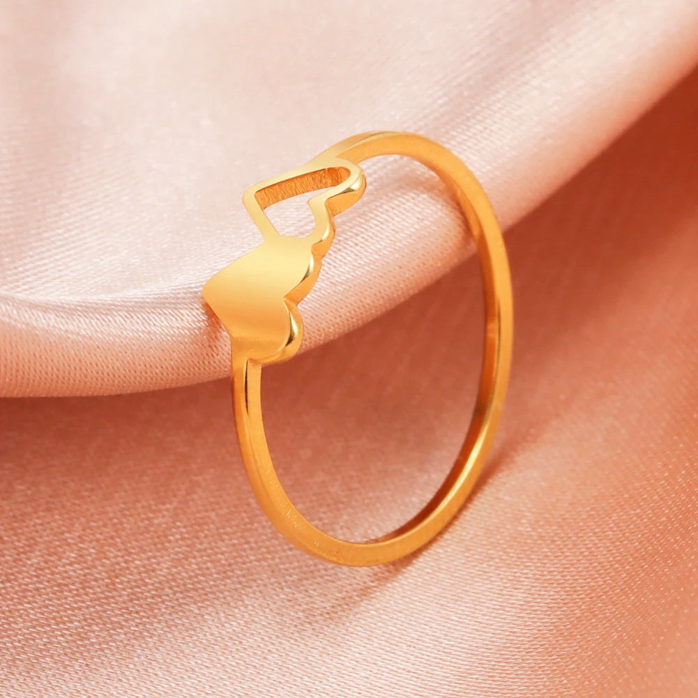 Double Hearts Stainless Steel Ring
