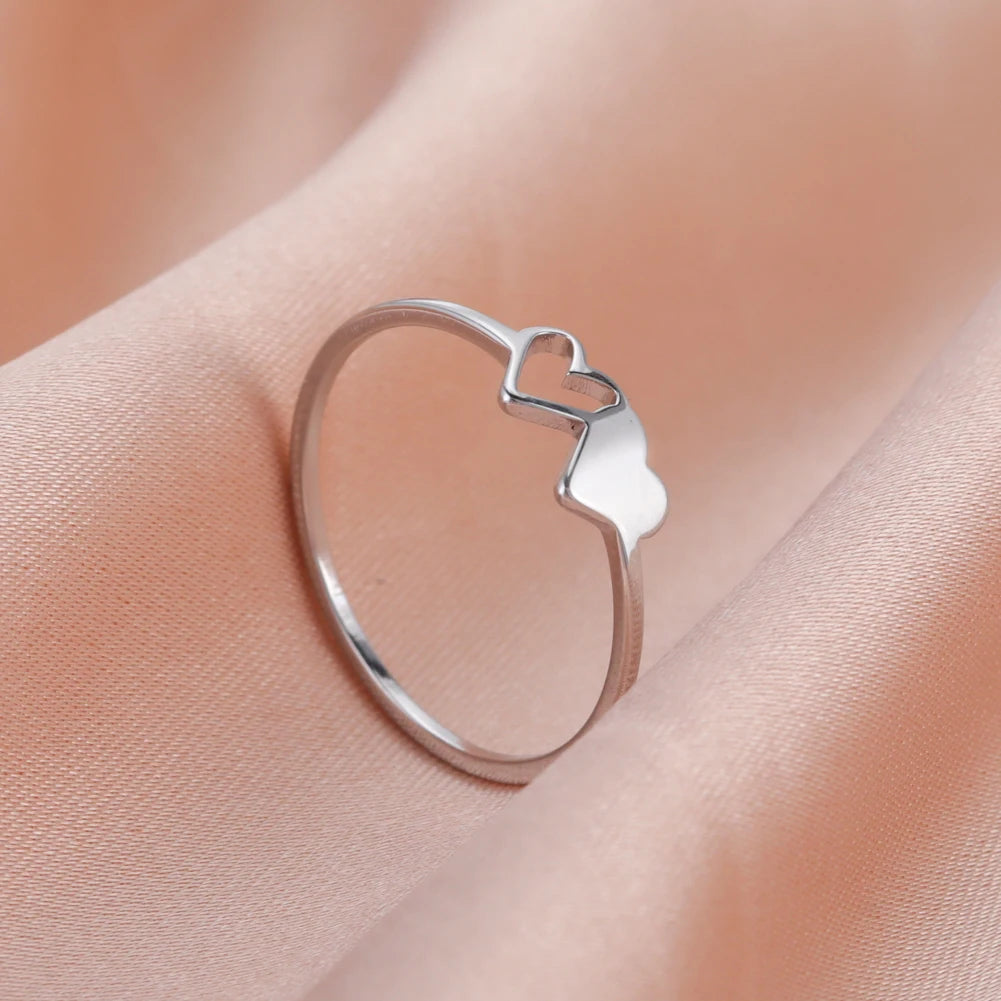 Double Hearts Stainless Steel Ring