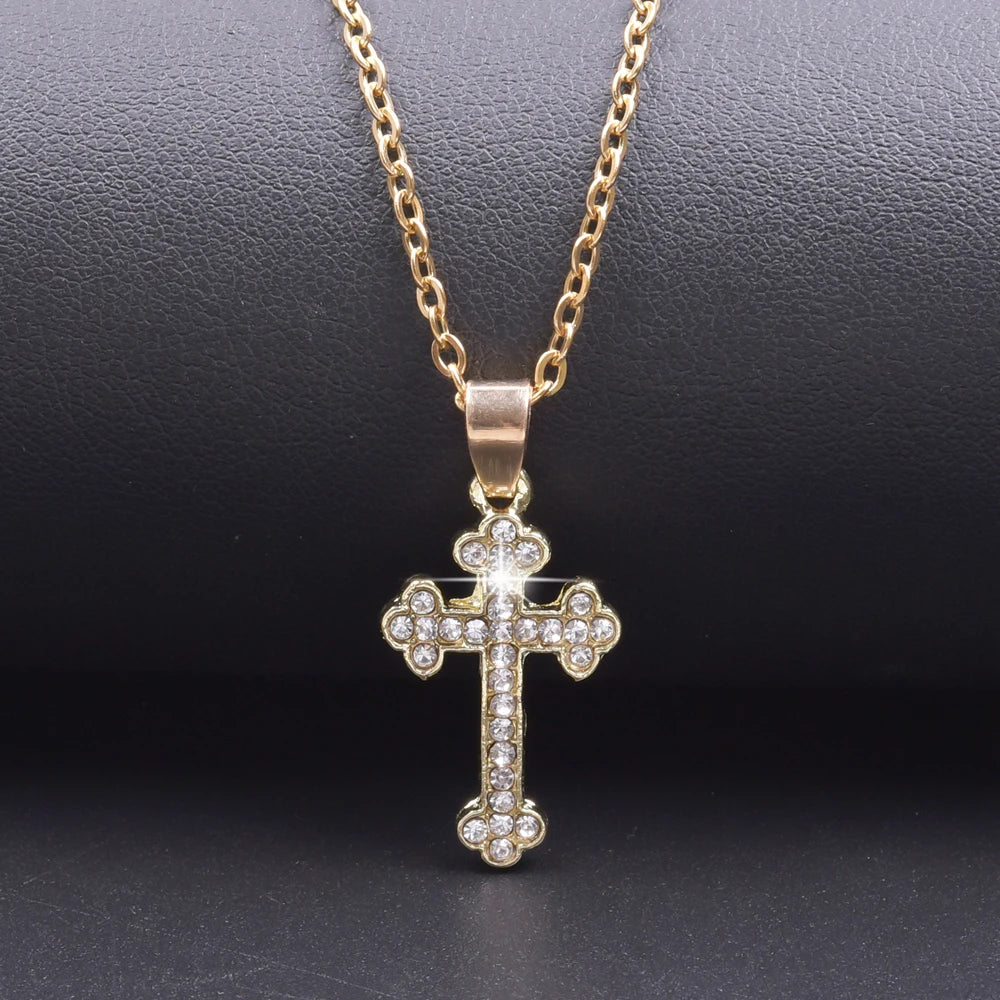 Crystal cross charm necklace