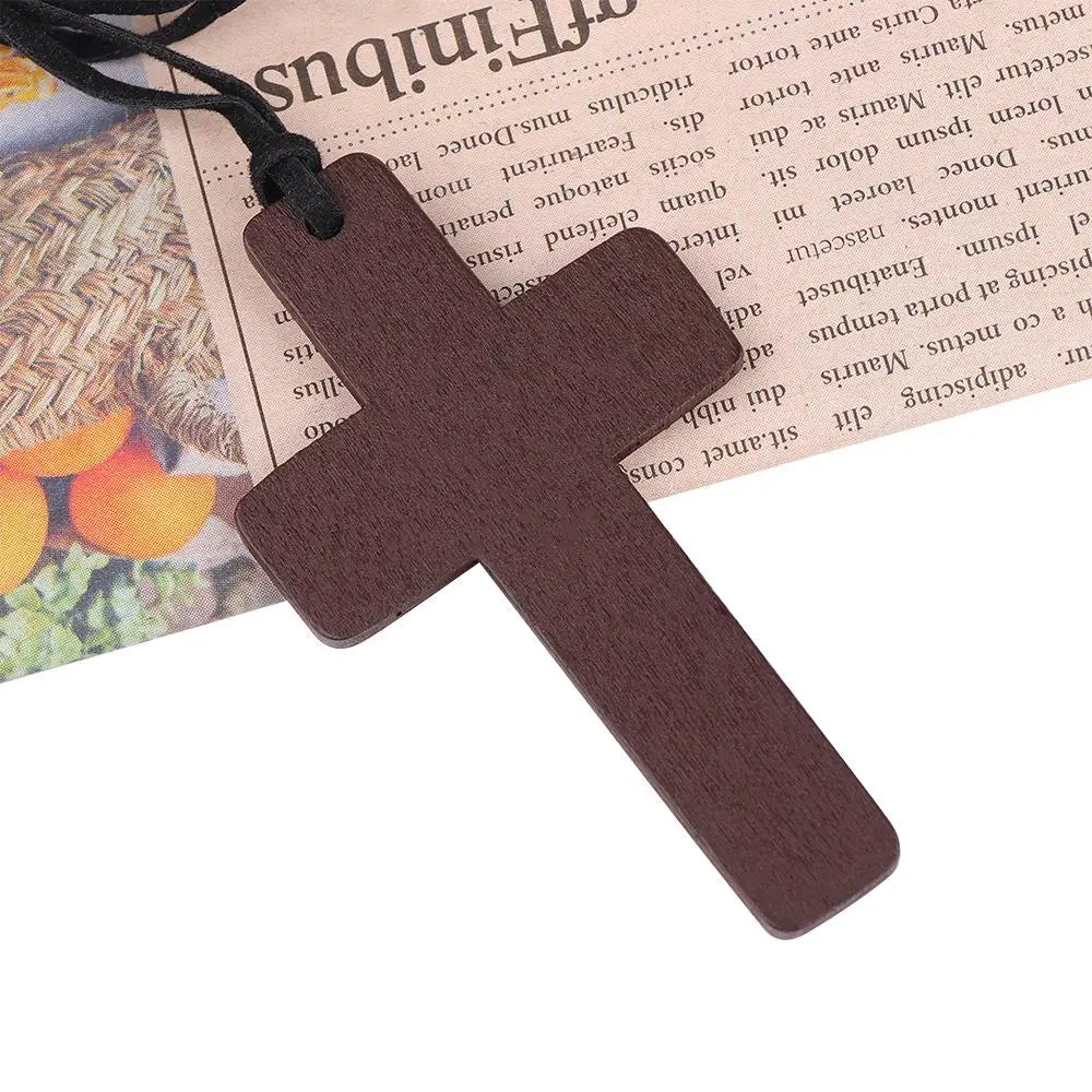 Retro Wooden Cross Neclace