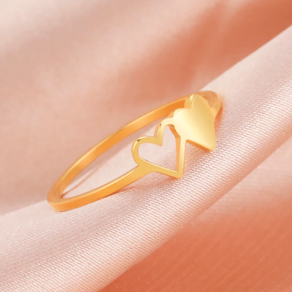 Double Hearts Stainless Steel Ring