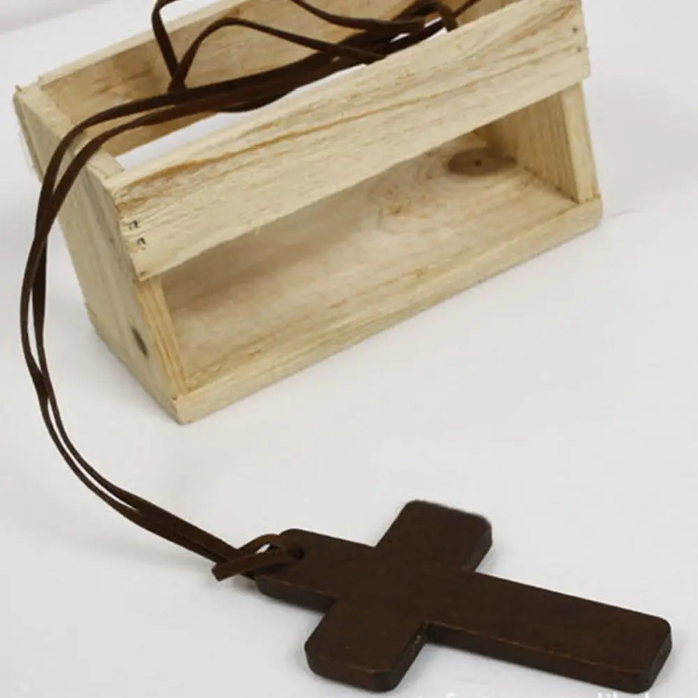 Retro Wooden Cross Neclace