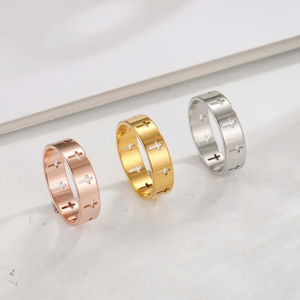 Personality Hollow Cross Ring
