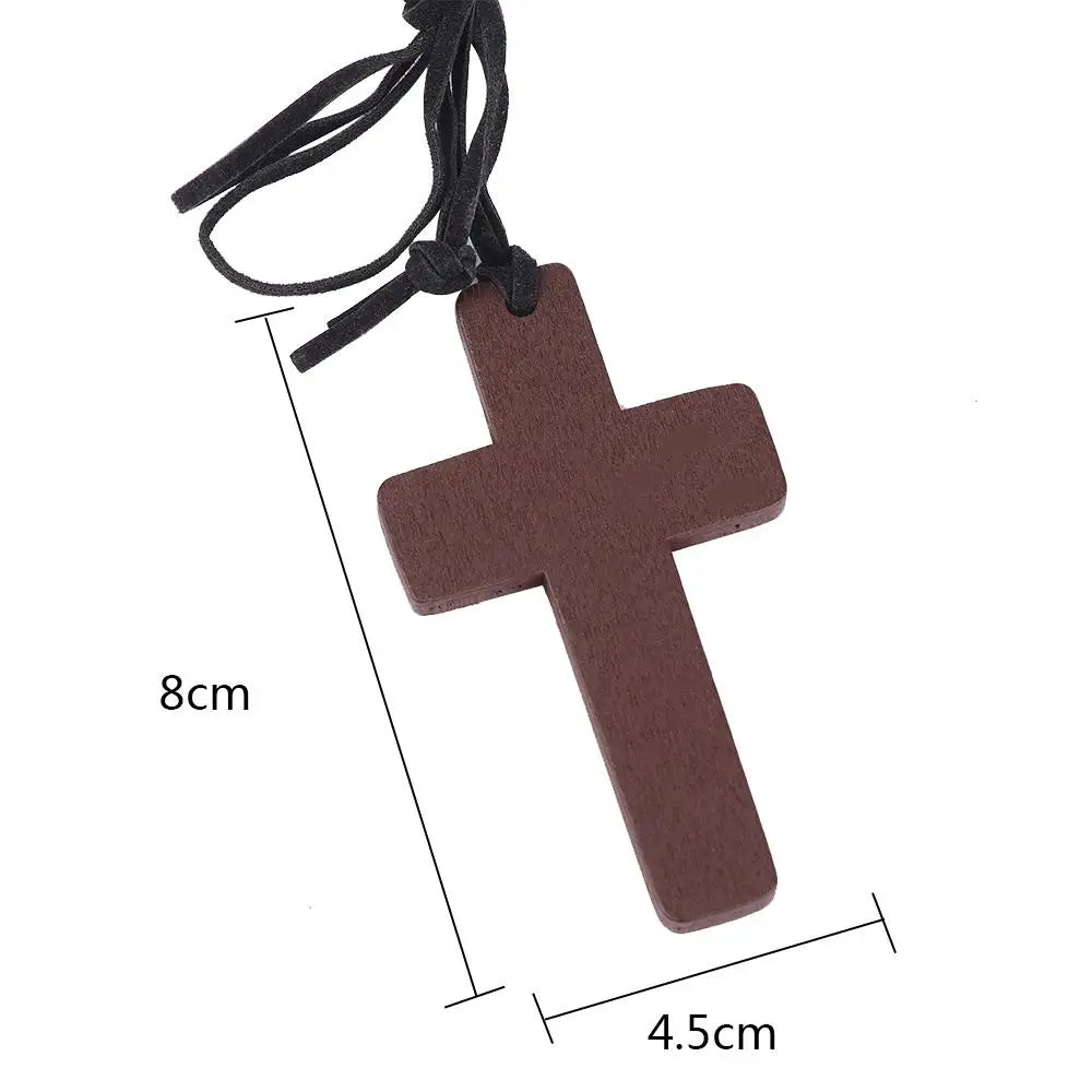 Retro Wooden Cross Neclace