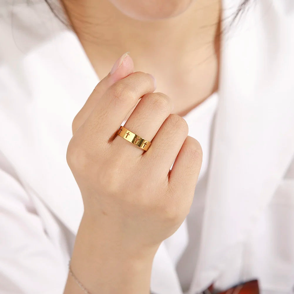 Personality Hollow Cross Ring