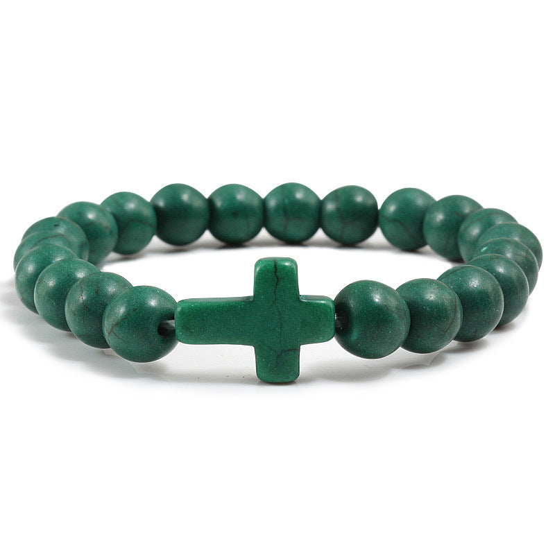 Natural stone cross bracelet