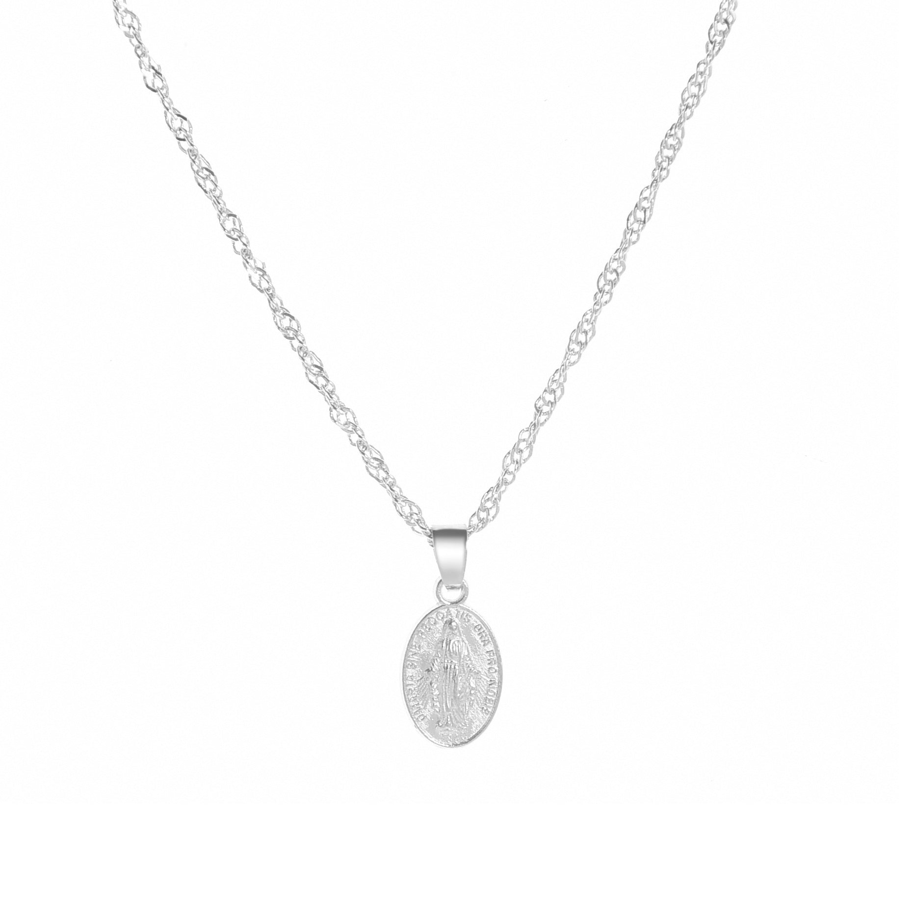 Mother Mary Catholic Medallion Pendant Necklace