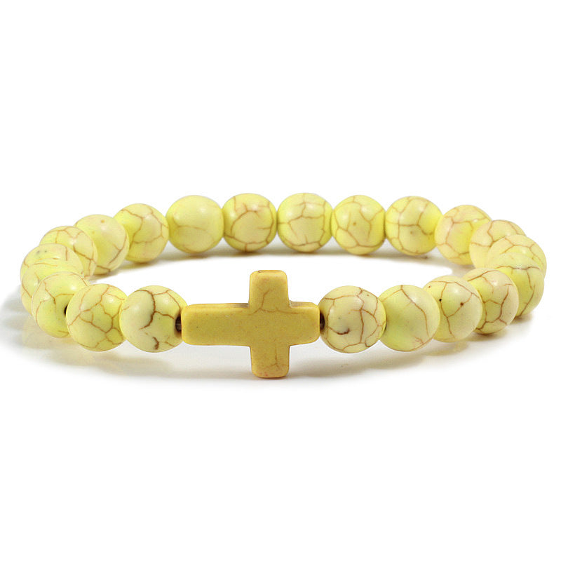 Natural stone cross bracelet