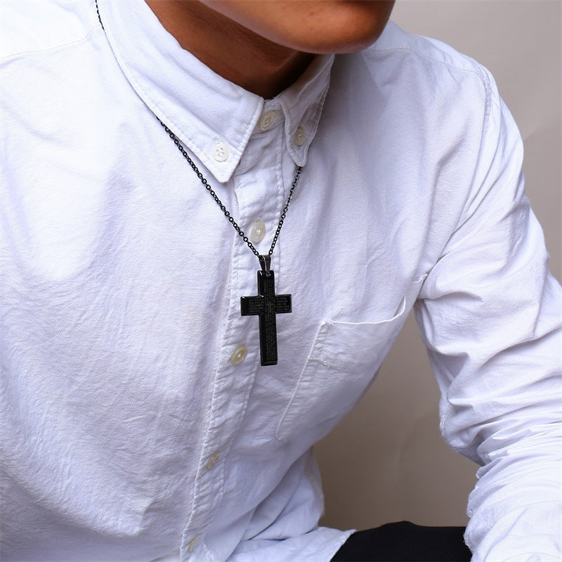 Our Father prayer cross necklace