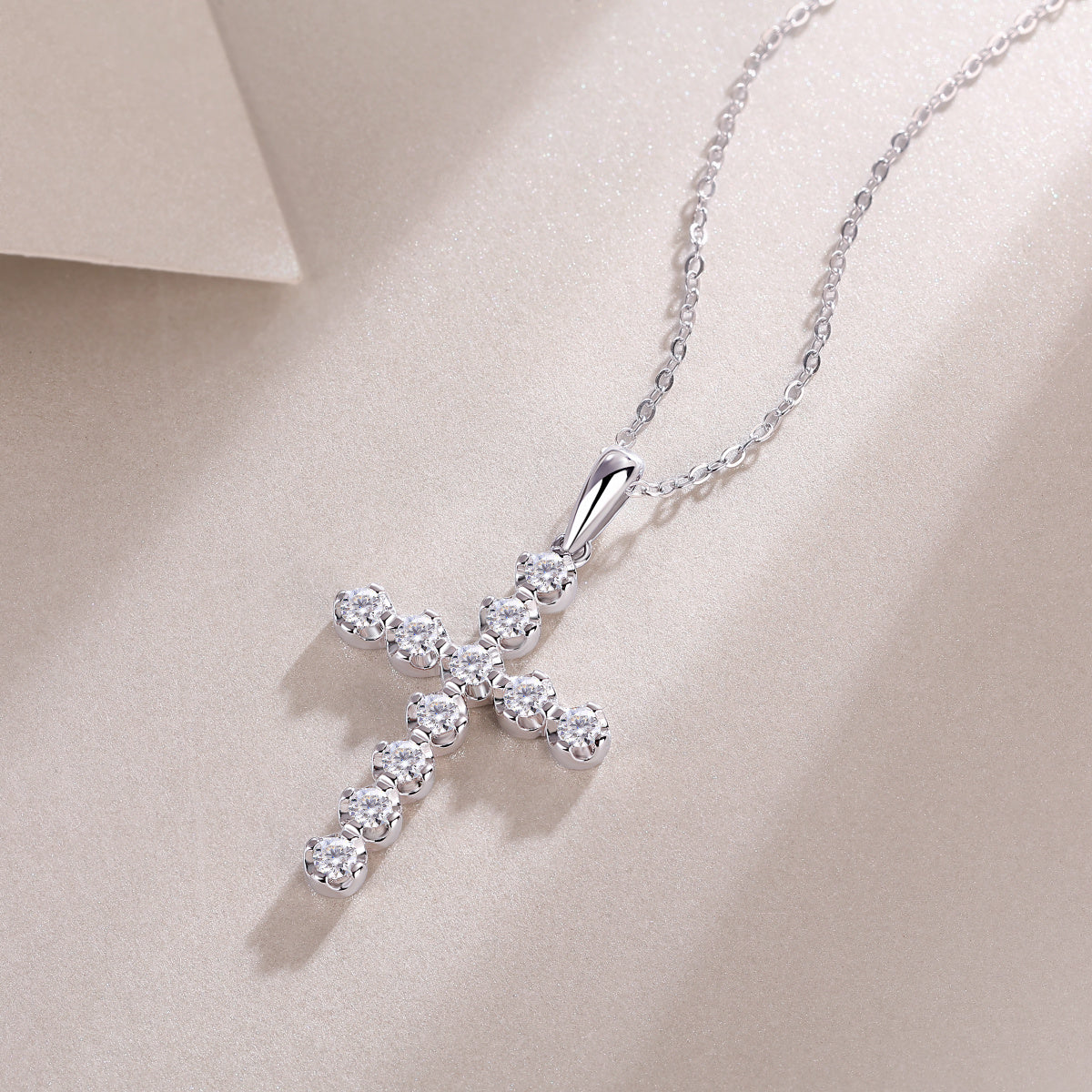 Beautiful Cross Necklace with Moissanite & S925 Sterling Silver