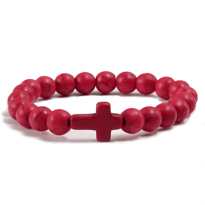Natural stone cross bracelet