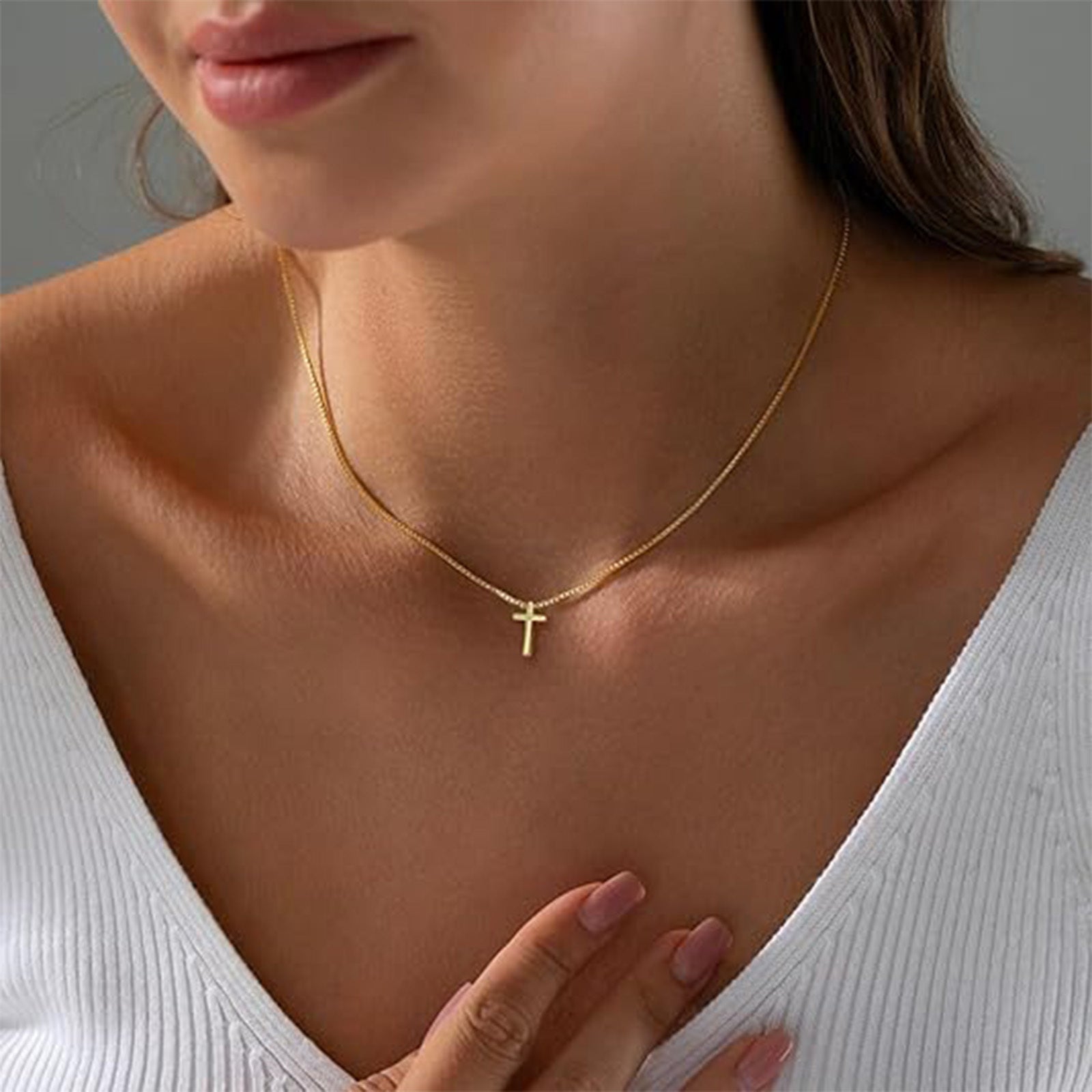 Gold And Silver Christian Cross Necklace
