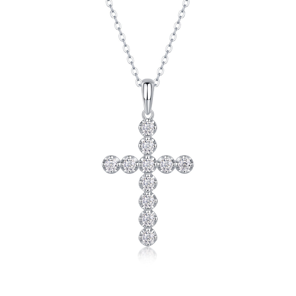 Beautiful Cross Necklace with Moissanite & S925 Sterling Silver