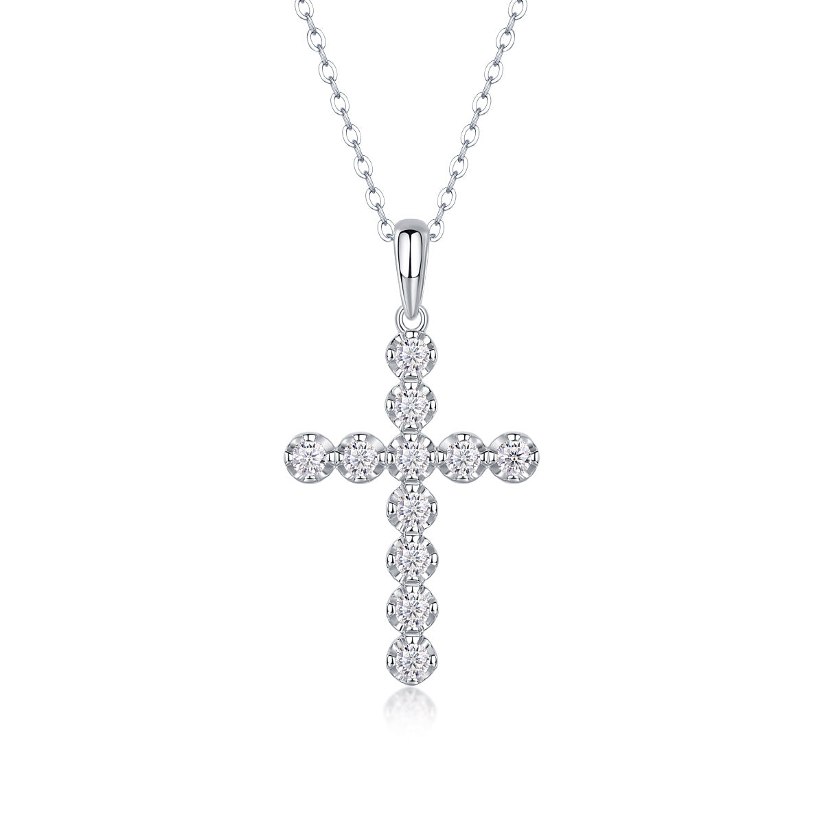 Beautiful Cross Necklace with Moissanite & S925 Sterling Silver