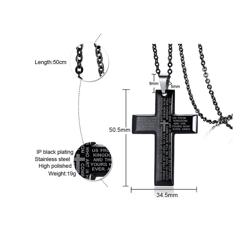 Our Father prayer cross necklace