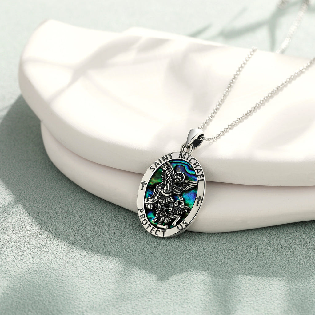 Sterling Silver Saint Michael Coin Necklace