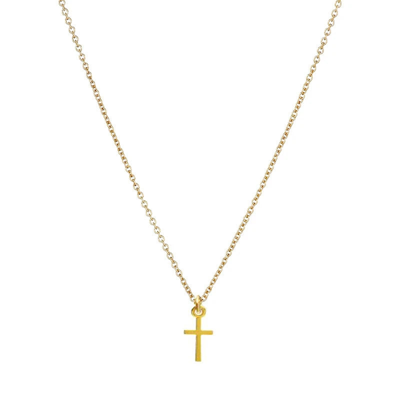 Simple Cross Pendant Short Chain Necklace
