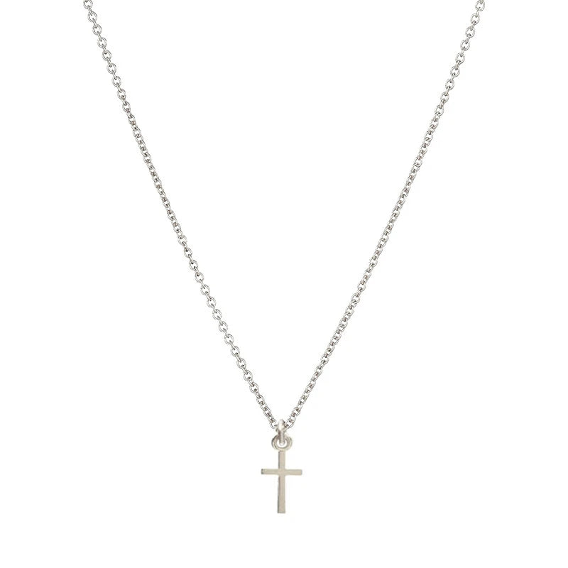 Simple Cross Pendant Short Chain Necklace