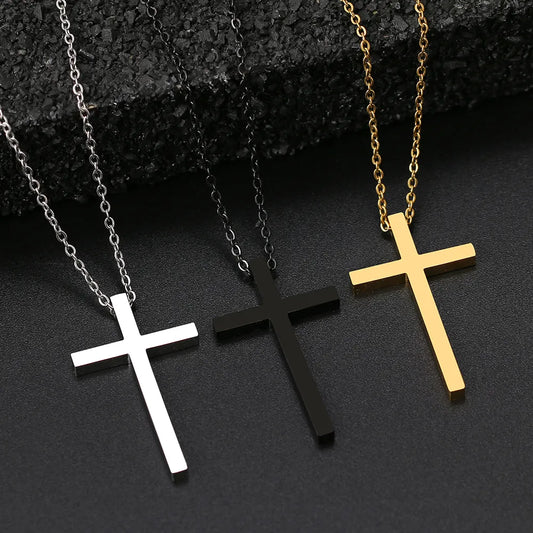Black/Silver/Gold Stainless Steel Necklaces Gothic Cross Necklace