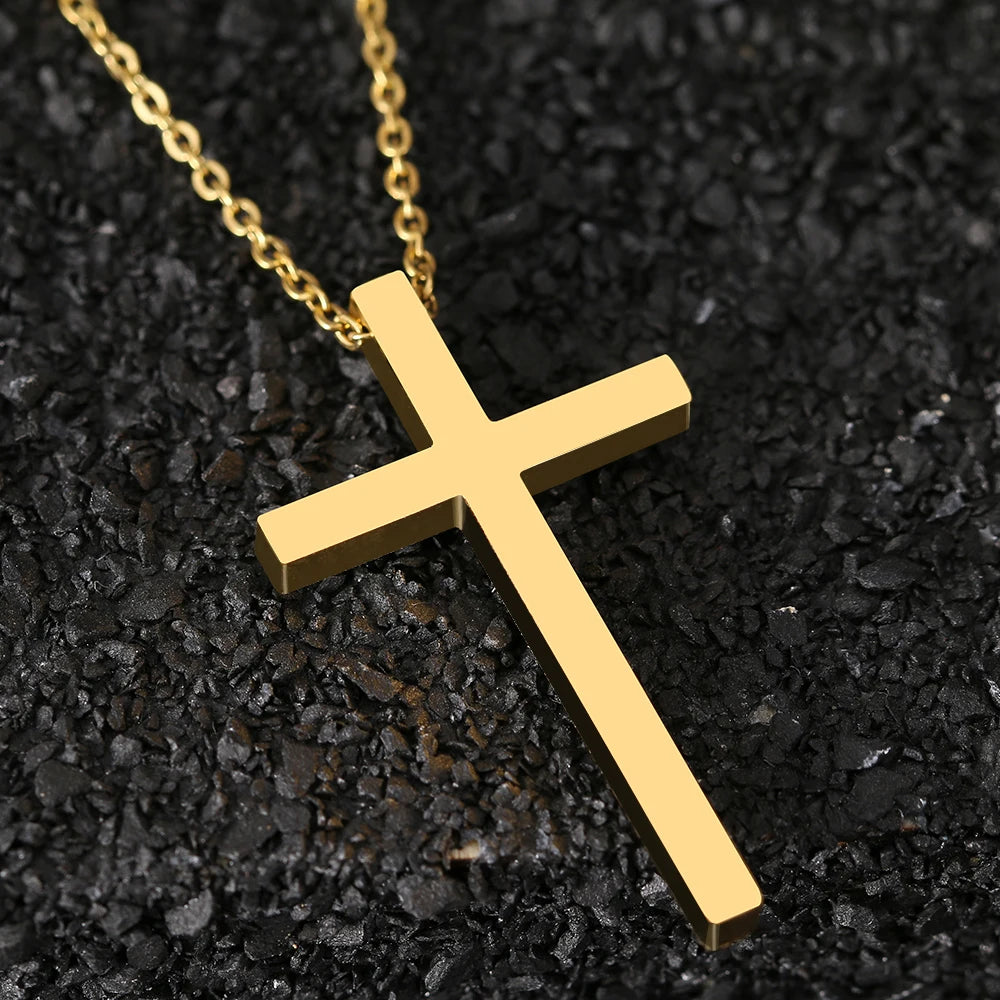 Black/Silver/Gold Stainless Steel Necklaces Gothic Cross Necklace