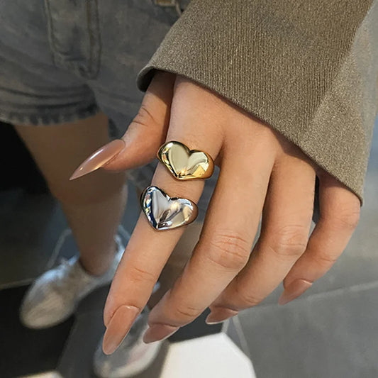 Stainless Steel Simple Metal Heart Ring
