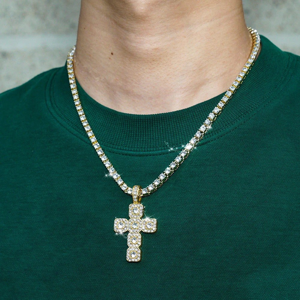 Cross necklace tennis chain