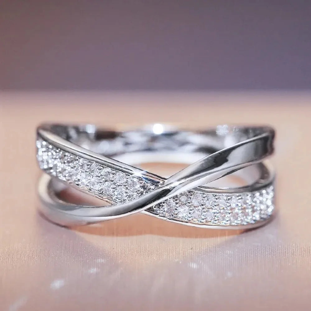Two Tone X Shape Cross Ring