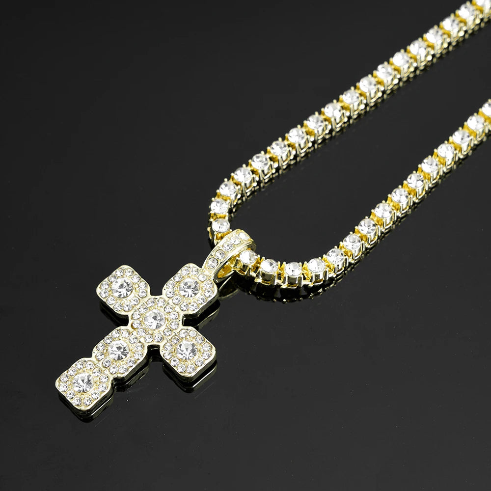 Cross necklace tennis chain