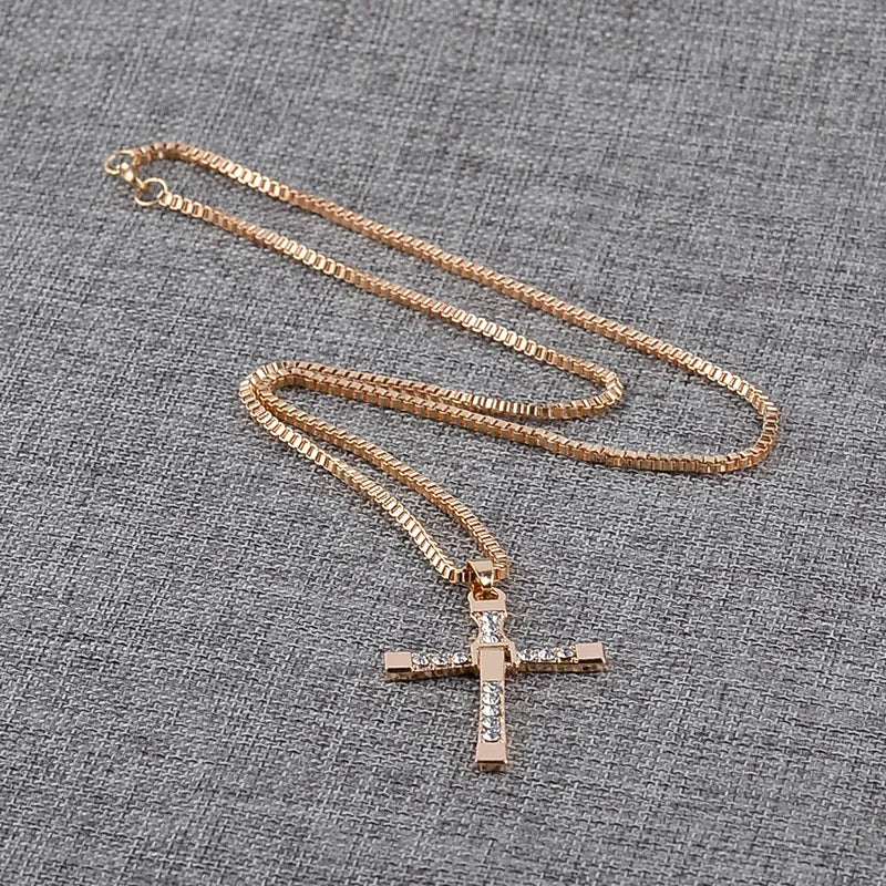 Rhinestones Pendant Cross Necklace