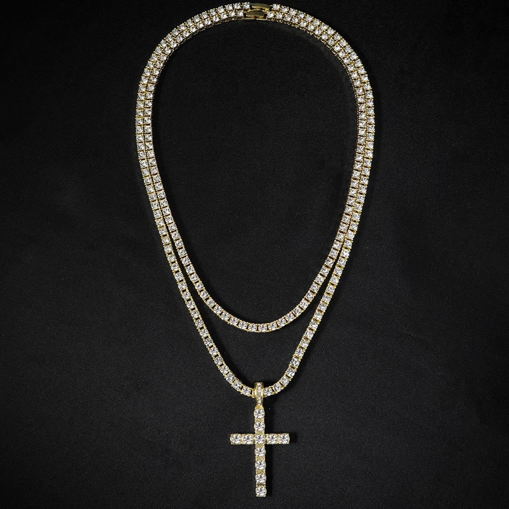 Cross necklace tennis