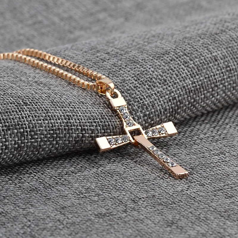 Rhinestones Pendant Cross Necklace