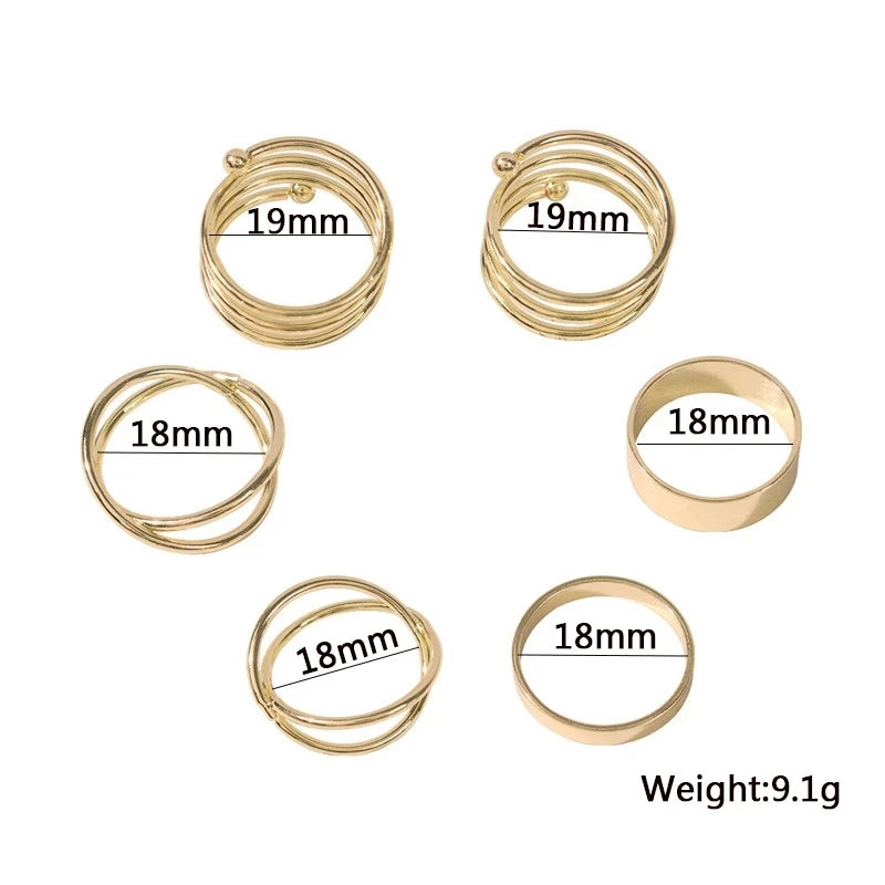 5pcs/set Ring - Simple Three Pearl Wavy Combination Ring