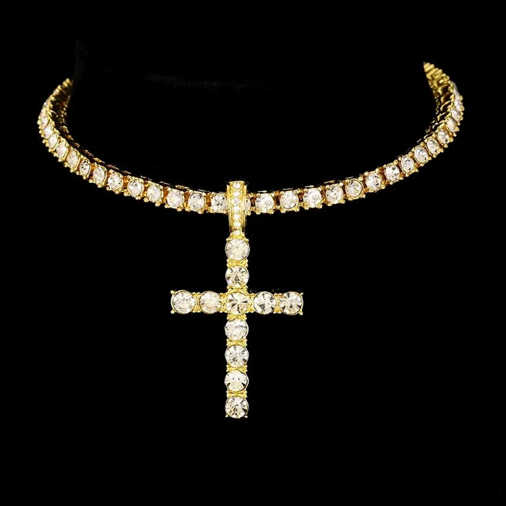 Cross necklace tennis
