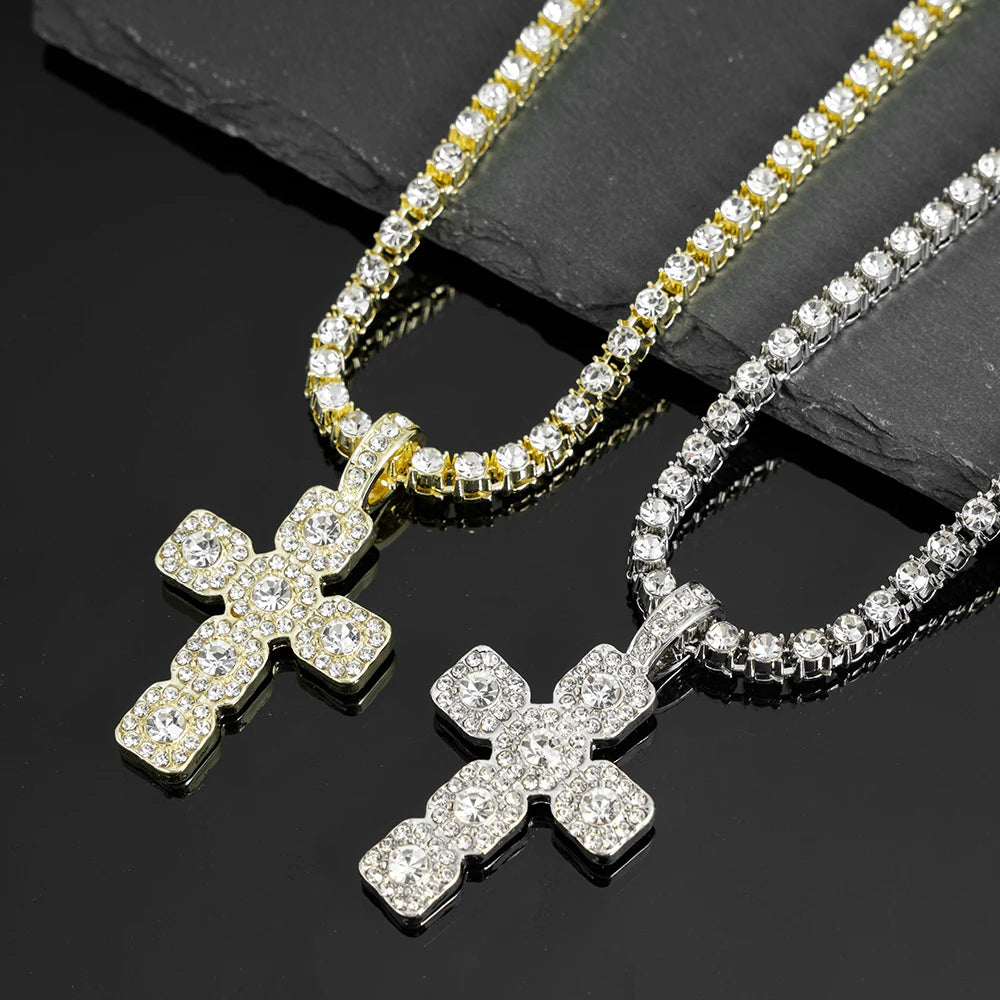 Cross necklace tennis chain