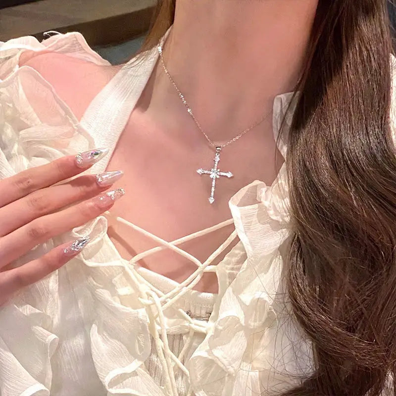 Zirconia Cross Pendant & Necklace