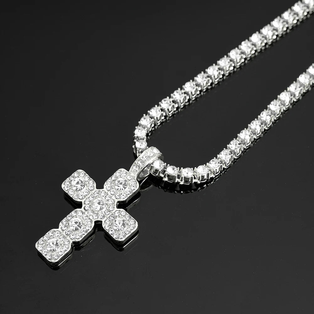 Cross necklace tennis chain